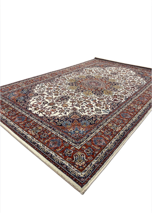 Tapis Kirmansah Blanc en Laine — Style Oriental — 150 x 230 cm